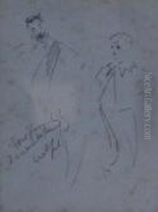 Figure Study Together With A Sketch Of An Abbey by Arthur Rackham