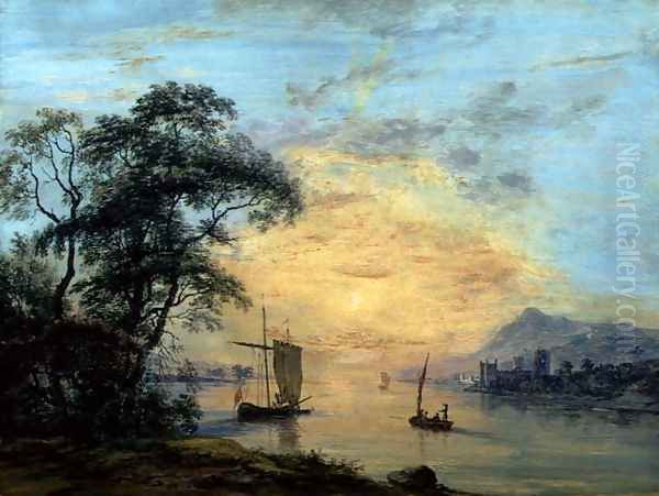 A Welsh Sunset River Landscape, c.1775-1800 - view 1