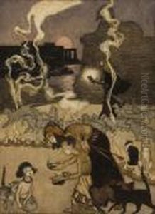 All Through Egypt Every Man Burns A Lamp, Story Illustration by Arthur Rackham