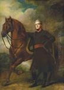 Portrait Of Alexander 
Douglas-hamilton, 10th Duke Of Hamilton And 7th Duke Of Brandon , 
Full-length, In Uniform, With His Arabian Charger, In A Landscape