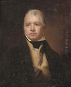 Portrait Of Sir Walter Scott 
(1771-1832) 1st Bt, Half-length, In A Green Coat And Yellow Waist-coat