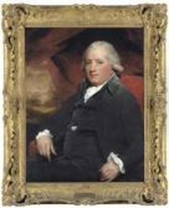Portrait Of The Right Hon. 
Robert Blair Of Avontoun, Half-length,seated, In A Black Suit, Against A
 Red Curtain With A Landscapebeyond