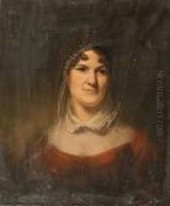 A Portrait Of A Lady With Russett Gown And A Lace Veil