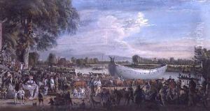 The Chinese Junk being removed from the Thames by Paul Sandby