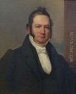 Half Length Portrait Of A Gentleman Wearing A White Stock by Sir Henry Raeburn