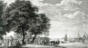 View of the North side of the Virginia river near Manour Lodge by Paul Sandby