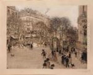 Le Boulevard Des Italiens by Jean-Francois Raffaelli