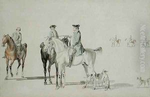 The Duke of Cumberland with a Gentleman and a Groom, all Mounted, and Dogs by Paul Sandby