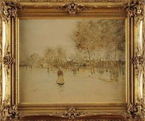 Rue De Gennevilliers Sous La Neige by Jean-Francois Raffaelli