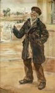 Le Vendeur De Journaux. by Jean-Francois Raffaelli