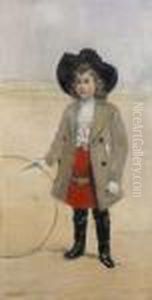 Portrait De Francois Au Cerceau Huile Sur Toile Signee En Basa Gauche by Jean-Francois Raffaelli