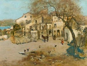 La Place Du Village by Jean-Francois Raffaelli