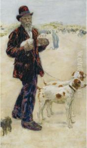Man Walking Dogs by Jean-Francois Raffaelli