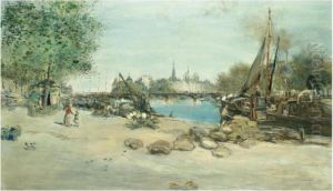 Le Port Saint-nicolas Avec Notre-dame A L'arriere-plan by Jean-Francois Raffaelli