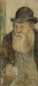 Portrait Of An Old Man Wearing A Bowler Hat by Jean-Francois Raffaelli