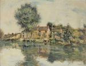 La Maison Rose, Bord De L'oise by Jean-Francois Raffaelli