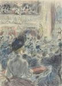 At The Theatre by Jean-Francois Raffaelli