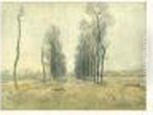 L'allee D'arbres En Hiver by Jean-Francois Raffaelli