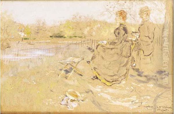 Couple Au Bord De La Riviere - view 1