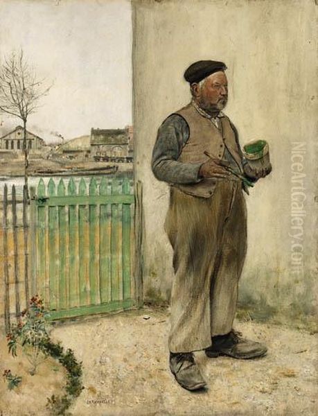 Bonhomme Venant De Peindre Sa Barrire (man Having Just Painted Hisfence) - view 1