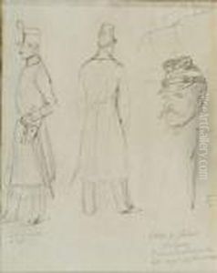 Etude De Deux Soldats Autrichiens Portant Leur Kepi. by Auguste Raffet