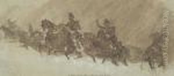 Artillery Charging Through The Snow - view 1