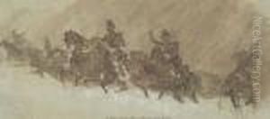 Artillery Charging Through The Snow by Auguste Raffet
