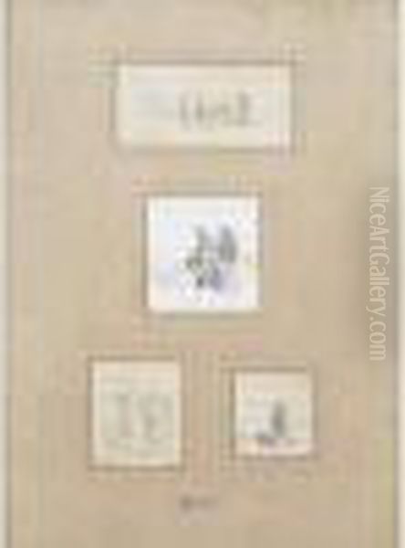 Quatre Etudes De Soldats Signees En Bas A Gauche - view 1