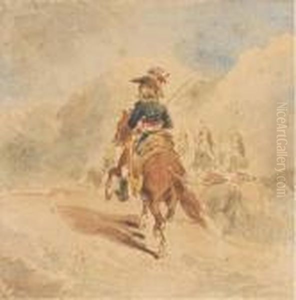 Un General De Brigade En Grande Tenue A Cheval Precede D'un Pelotonde Dragons A Cheval - view 1
