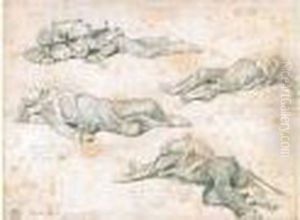 Etude De Quatre Soldats Couches, 1813-1814