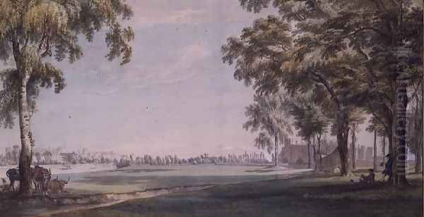 Eton College and Windsor from the Playing Fields - view 1