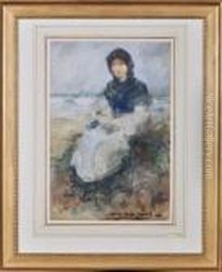 A North Shields Fishergirl Seated On The Shore