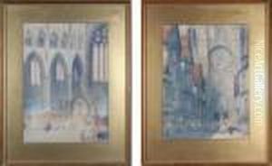 "an Impression Rue D'edecerie, Rouen" And "homage" by Victor Noble Rainbird