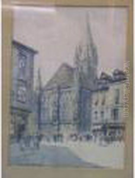 Populated Street Scene Entitled Caen - view 1