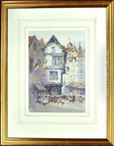 Figures In The Street Of A French Provincial Town Figures In The Street Of A French Provincial Town