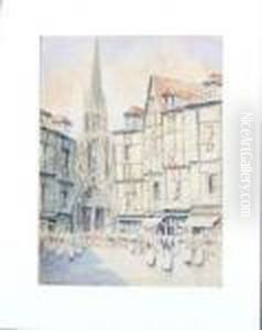 "rouen" - A Busy Street Near The Cathedral by Victor Noble Rainbird