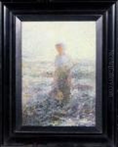 A Young Woman On A Rocky Shore - view 1
