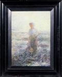 A Young Woman On A Rocky Shore A Young Woman On A Rocky Shore