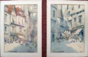 Two Street Scenes In Rouen by Victor Noble Rainbird