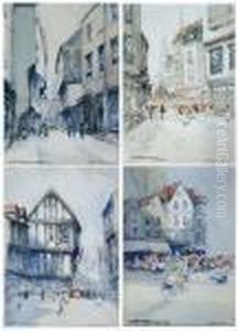 Four Street Scenes by Victor Noble Rainbird