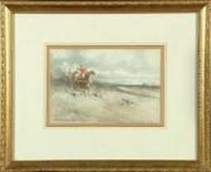 "impression: Cross Country Yorks" - A Fox Hunt In Full Cry by Victor Noble Rainbird