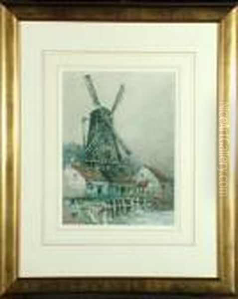 14in. X 10in. A Windmill In Holland Signed, See Illustration - view 1
