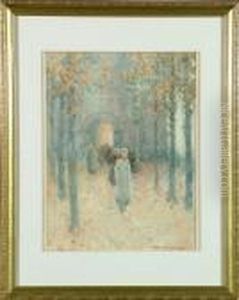 An Autumnal Procession Leaving Church by Victor Noble Rainbird