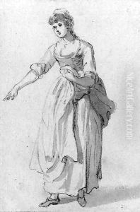 Study of a woman pointing by Paul Sandby