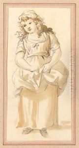 Study of a young girl holding her dress by Paul Sandby