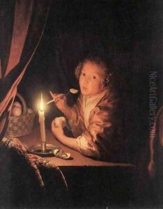 Girl Eating an Apple 1675-80 by Godfried Schalcken