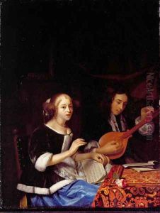 A Young Couple Making Music, c.1665-70 by Godfried Schalcken
