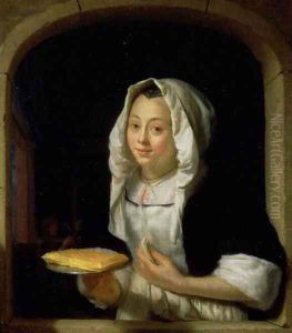 Portrait of a maid holding a waffle