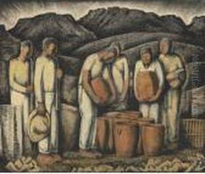 Six Potters by Alfredo Ramos Martinez