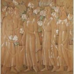 Mujeres De California Con Flores by Alfredo Ramos Martinez